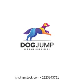 Vector Logo Illustration Dog Gradient Colorful Style.