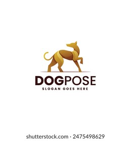 Vector Logo Ilustración Perro Gradiente Colorido Estilo