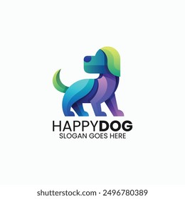 Vector Logo Illustration Dog Gradient Colorful Style