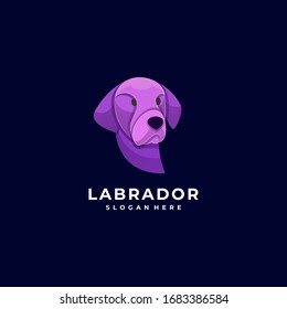 Vector Logo Illustration Dog Head Colorful Style.