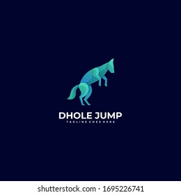Vektorillustration Logo Illustration Hund Jump Farbverlauf-Stil.