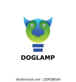 Vector logo illustration dog lamp gradient colorful style