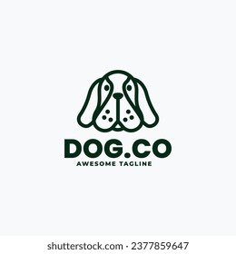 Vector Logo Illustration Dog Line Art Style.