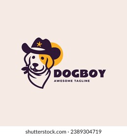 Vector Logo Illustration Dog Line Art Style.