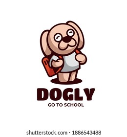 Vector Logo Illustration Dog Mascot Cartoon Style.