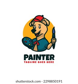 Vector Logo Illustration Dog Mascot Cartoon Style.