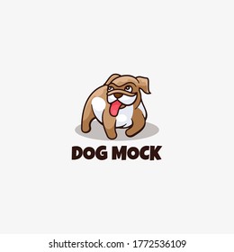 Vector Logo Illustration Dog Mock Simple Style.