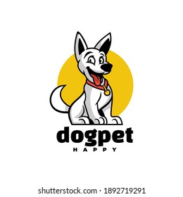 Vector Logo Illustration Dog Pet Simple Mascot Style.