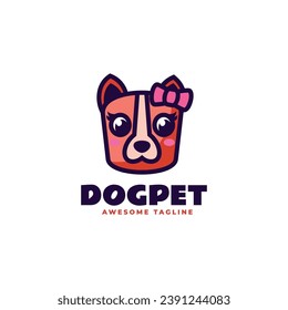 Logo Vector Ilustración Estilo de caricatura de perro mascota.