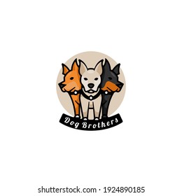 Vector Logo Illustration Dog Simple Mascot Style.