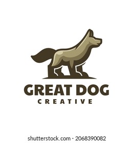 Vector Logo Illustration Dog Simple Mascot Style.