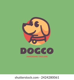 Vector Logo Illustration Dog Simple Mascot Style.