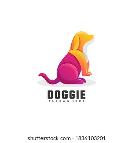 Vector Logo Illustration Doggie Gradient Colorful Style.