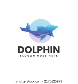 Vektorlogo Illustration Dolphin Farbverlauf-Stil.