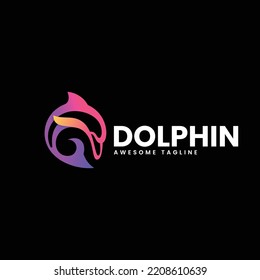 Vector Logo Illustration Dolphin Gradient Colorful Style