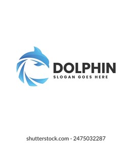 Vector Logo Illustration Dolphin Gradient Colorful Style