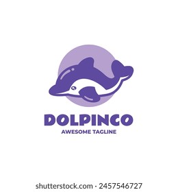 Vector Logo Illustration Dolphin Simple Mascot Style.