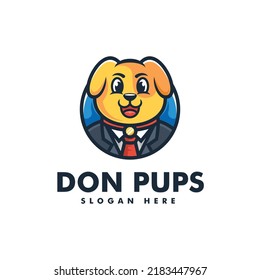 Vector Logo Illustration Don Pups Mascot Cartoon Style.