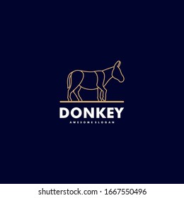 Vector Logo Illustration Donkey Gradient Line Art Style.