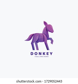 Vector Logo Illustration Donkey Gradient Colorful Style