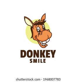 Vector Logo Illustration Donkey Mascot Cartoon Style.