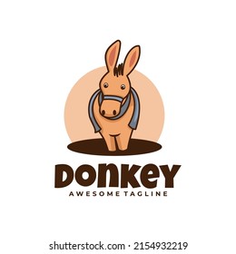 Ilustración del logotipo del vector Estilo de caricatura de la mascota del burro.