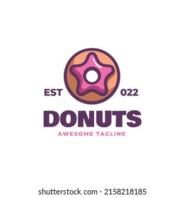 Vector Logo Illustration Donut Simple Mascot Style.