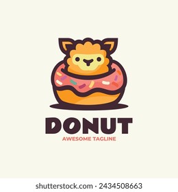 Vector Logo Illustration Donuts Mascot Cartoon Style.