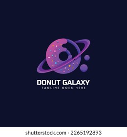 Vector Logo Illustration Doughnut Galaxy Gradient Colorful Style.