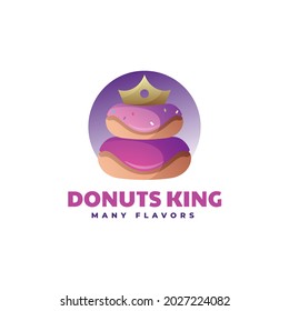 Illustration des Vektorlogos Doughnut King Gradient Colorful Style.