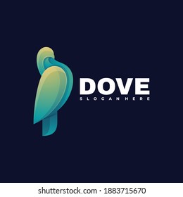 Vector Logo Illustration Dove Gradient Colorful Style.