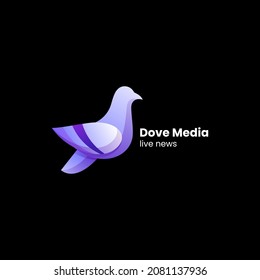 Vector Logo Illustration Dove Gradient Colorful Style.