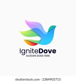 Vector Logo Illustration Dove Gradient Colorful Style