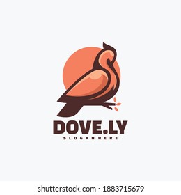 Vector Logo Illustration Dove Simple Mascot Style.