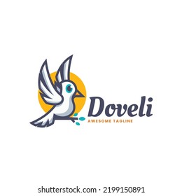 Vector Logo Illustration Dove Simple Mascot Style.