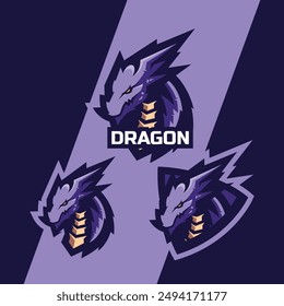 Vector Logo Illustration Dragon E- Sport and Sport Style