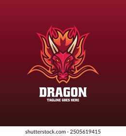 Vector Logo Illustration Dragon E- Sport and Sport Style.