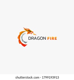 Vector Logo Illustration Dragon Fire Gradient Colorful Style.