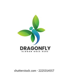 Ilustración del logotipo del vector Estilo de color gradiente de la mosca del dragón