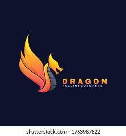 Vector Logo Illustration Dragon Gradient Colorful Style.