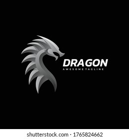 Vector Logo Illustration Dragon Gradient Colorful Style.