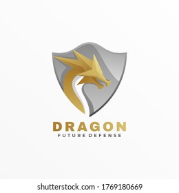 Vector Logo Illustration Dragon Gradient Colorful Style.