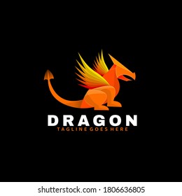 Vector Logo Illustration Dragon Gradient Colorful Style.