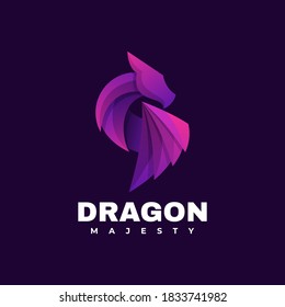 Vector Logo Illustration Dragon Gradient Colorful Style.