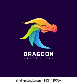Vector Logo Illustration Dragon Gradient Colorful Style.