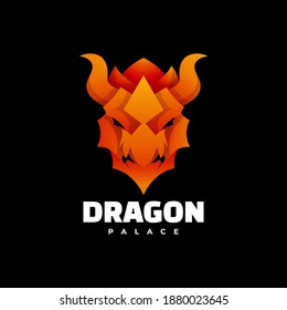 Vector Logo Illustration Dragon Gradient Colorful Style.