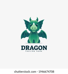 Vector Logo Illustration Dragon Gradient Colorful Style.