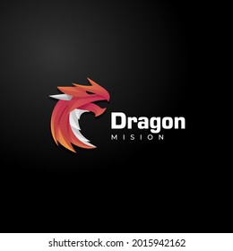 Vector Logo Illustration Dragon Gradient Colorful Style.
