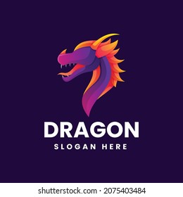 Vector Logo Illustration Dragon Gradient Colorful Style.