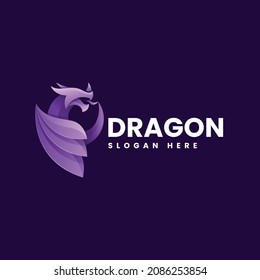 Vector Logo Illustration Dragon Gradient Colorful Style.